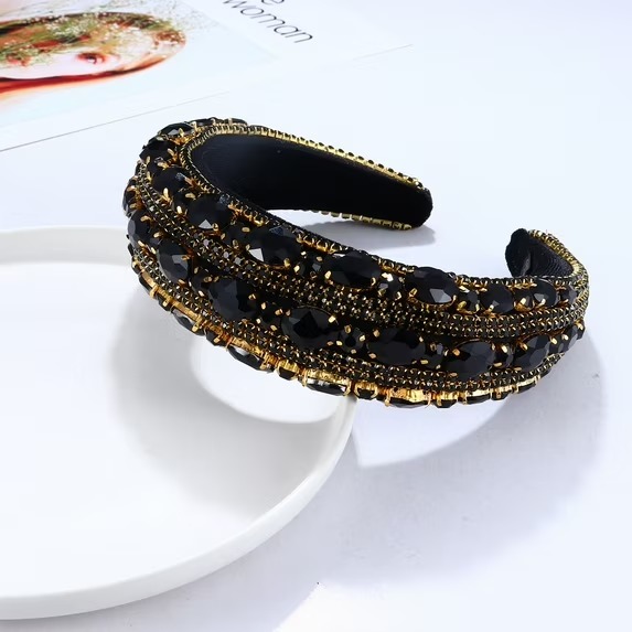 Wide Baroque Rhinestone Padded Headband