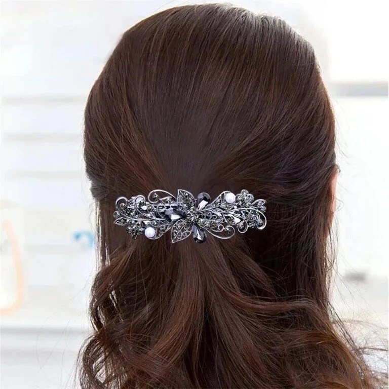 Silver-Tone Rhinestone Flower Hair Clip